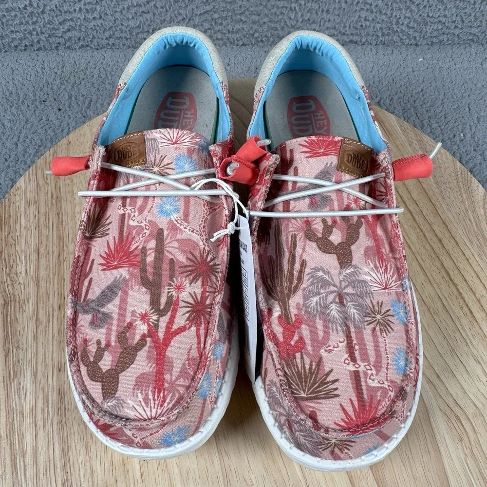 Hey Dude Wendy Funk Oasis Womens Size 10 Pink Southwestern Desert Slip On Shoes
